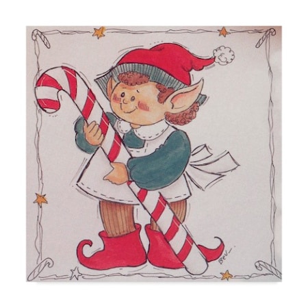 Beverly Johnston 'Elf With Candy Cane' Canvas Art,24x24